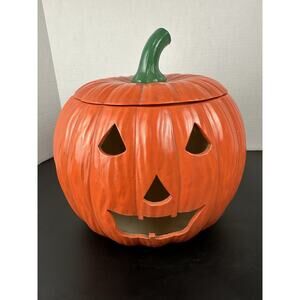 Vintage Pumpkin Jack O Lantern Halloween Candle Holder 1970’s Fall Decor